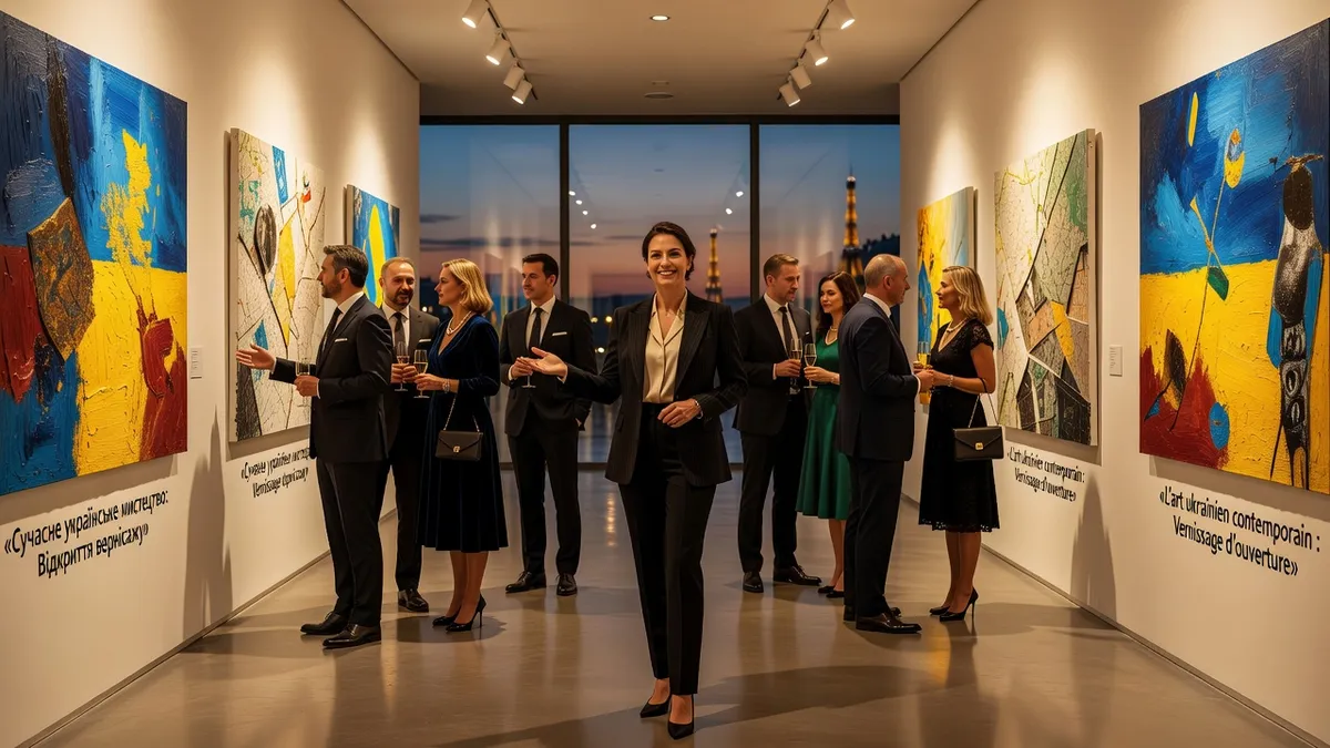 Solène Marchetti lors du vernissage de l'exposition Ukraine Now à Paris 11e