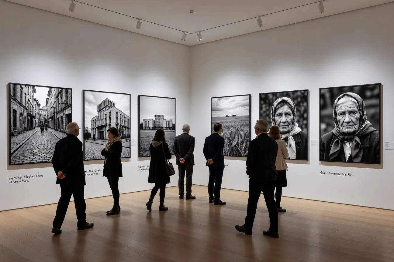 Exposition de photographies ukrainiennes contemporaines dans une galerie parisienne