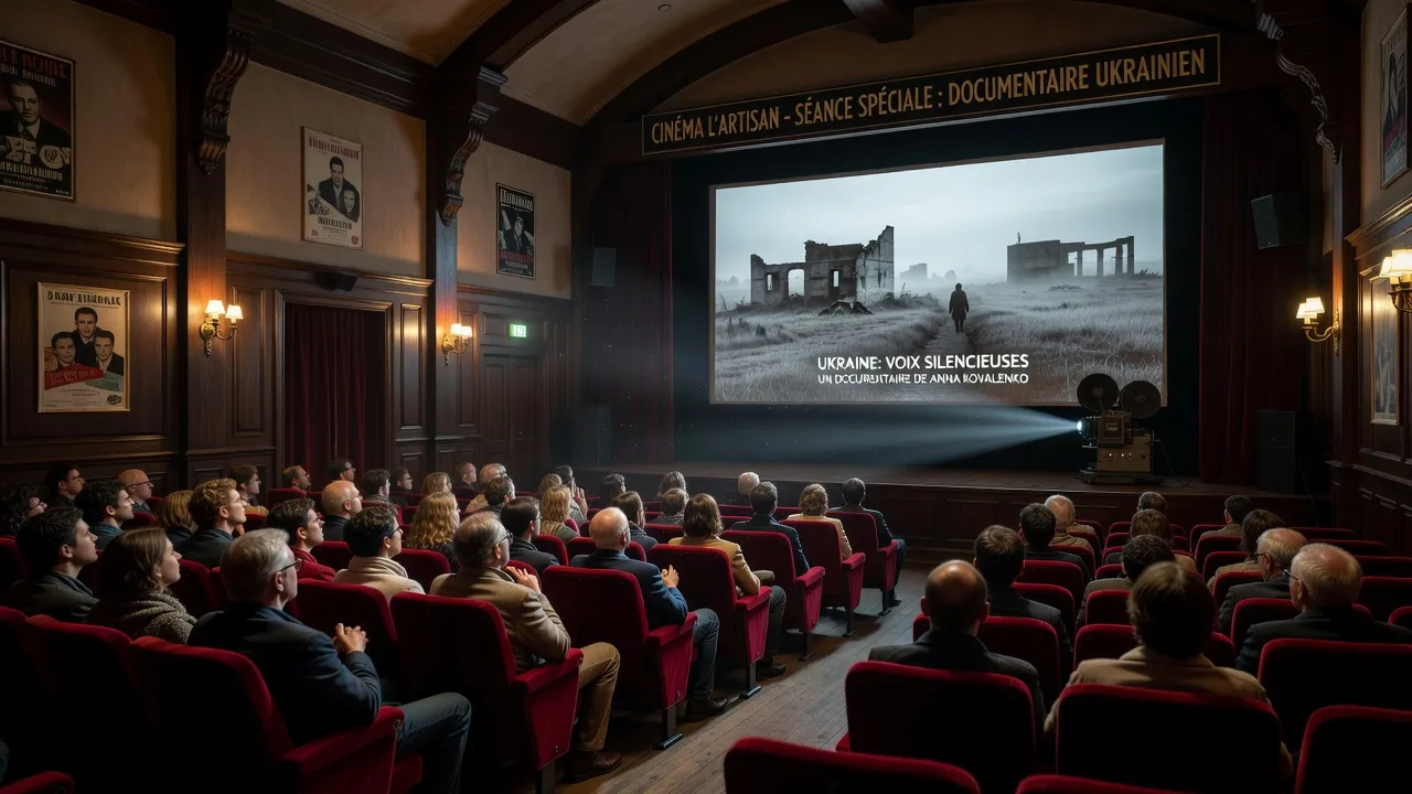 Projection d'un documentaire ukrainien dans un cinéma d'art et essai français