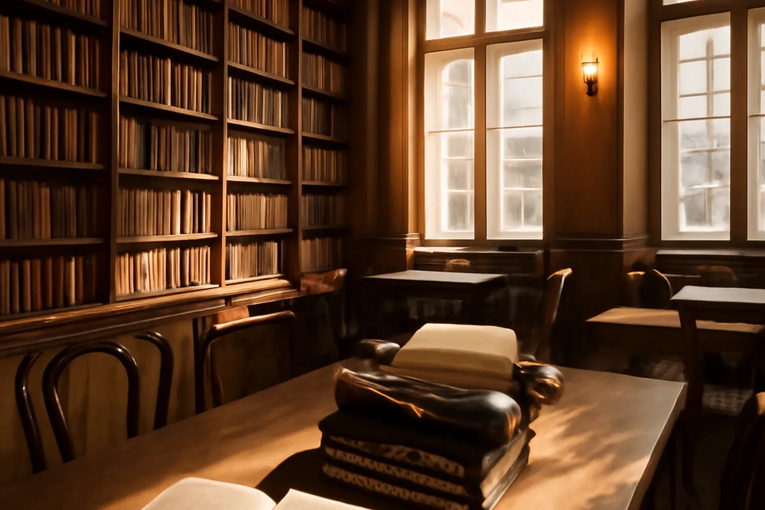 Cafe litteraire de Lviv avec machine a ecrire vintage et bibliotheque