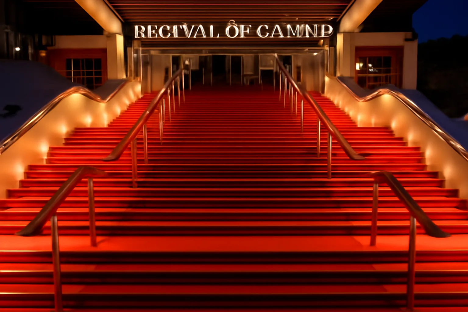 Marches du tapis rouge du Festival de Cannes au crepuscule