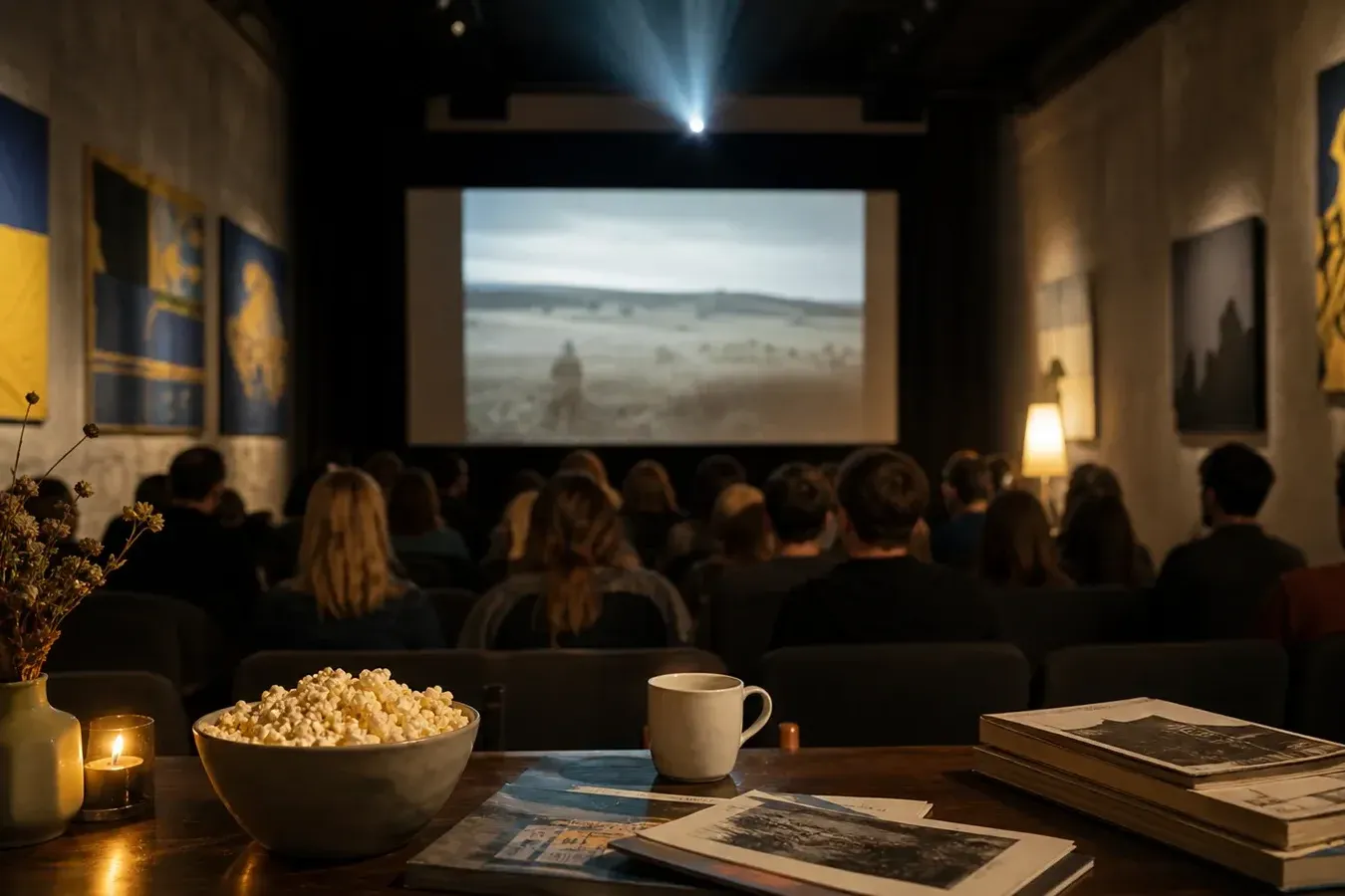 Salle de cinéma projetant un film ukrainien contemporain