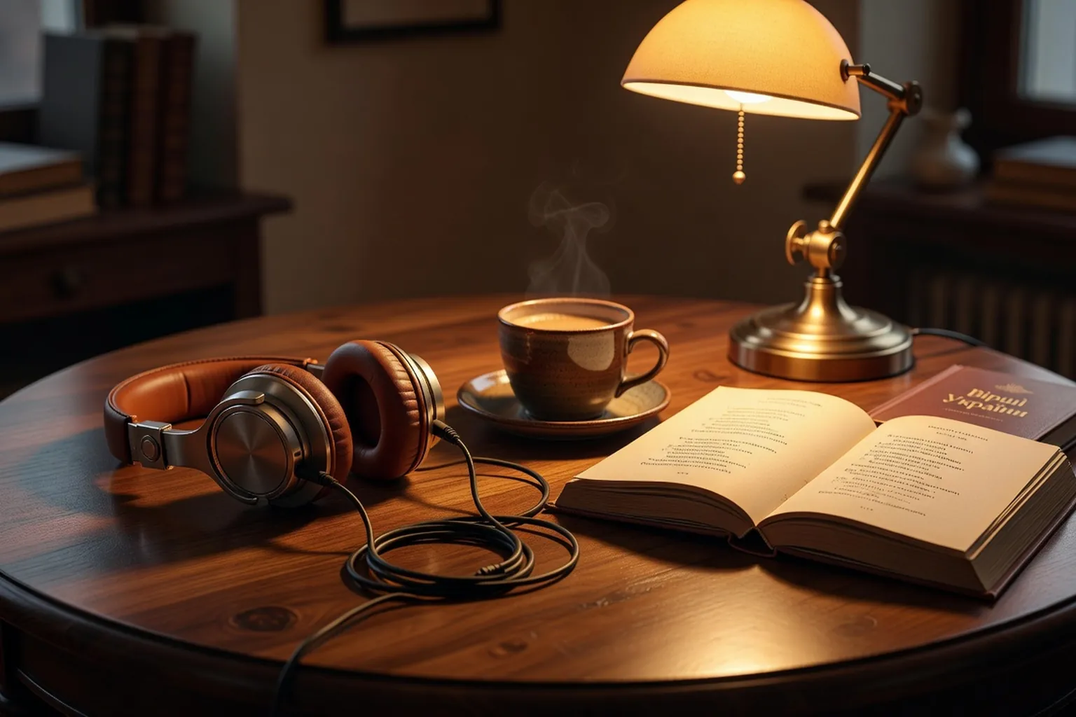 Casque audio editorial sur fond chaud, playlist musique ukrainienne